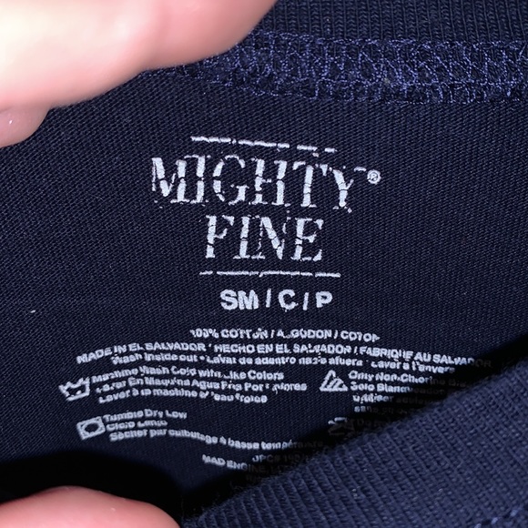 Navy sweatshirt, striped on arms, cropped. - Picture 3 of 3